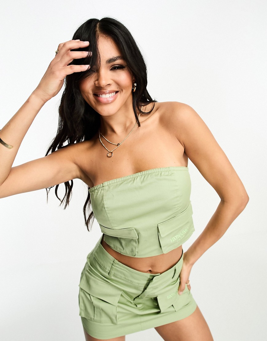 cargo bandeau top in army green