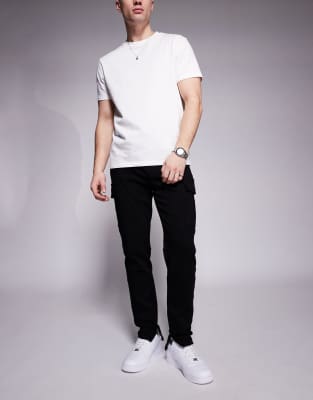cargo detail pants in black