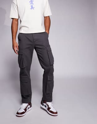 Sixth June cargo detail pants in charcoal | ASOS