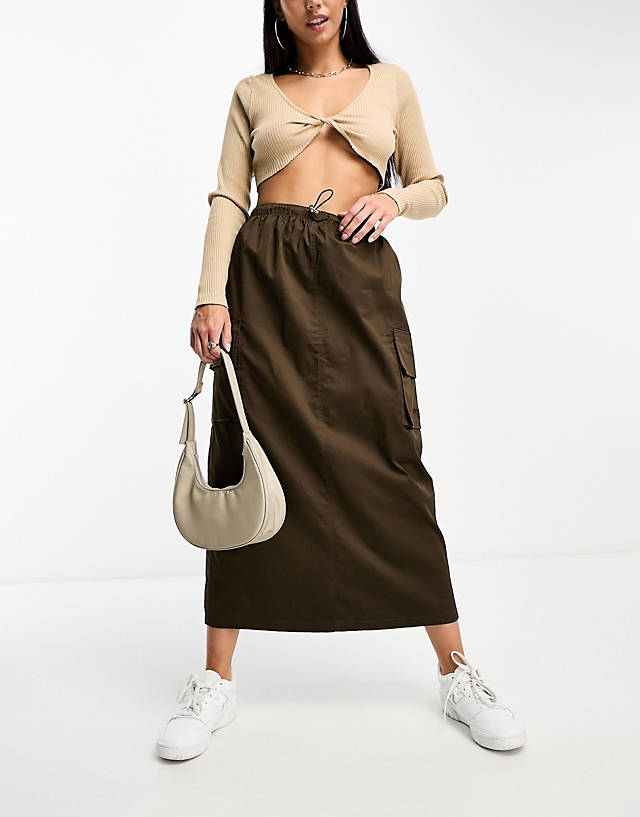 Sixth June - cargo maxi skirt in brown