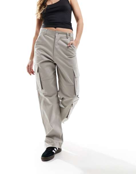 Girls Light Grey Pull On Cargo Trousers, Girls Trousers