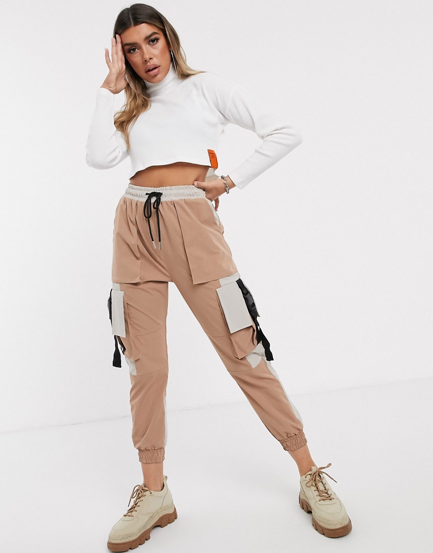 Sixth June cargo pants with contrast pockets and buckle straps-Pink