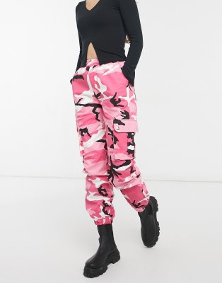 pink black and white camo pants