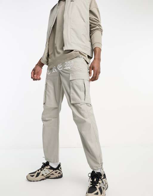 Sixth June – Cargohose in Grau mit Stickerei
