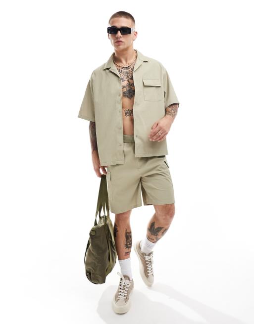 Sixth June - Cargoshort met textuur in beige, deel van co-ord set