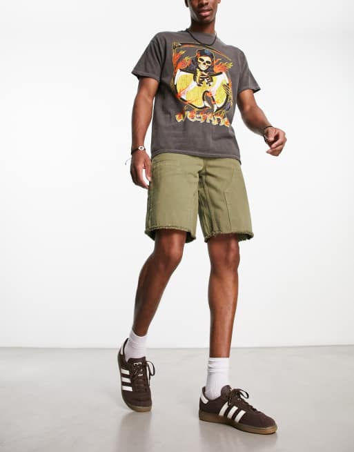 Sixth June carpenter denim shorts in khaki, 3 of 4