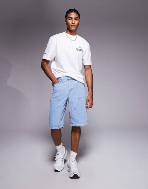 Sixth June carpenter denim shorts in washed blue - view 1