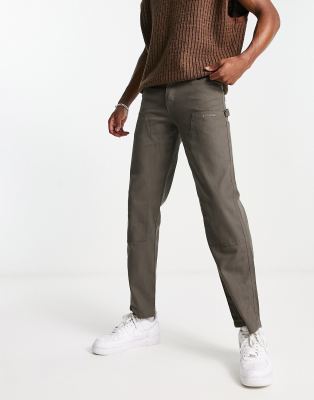 Sixth June regular fit carpenter pants in beige-Neutral