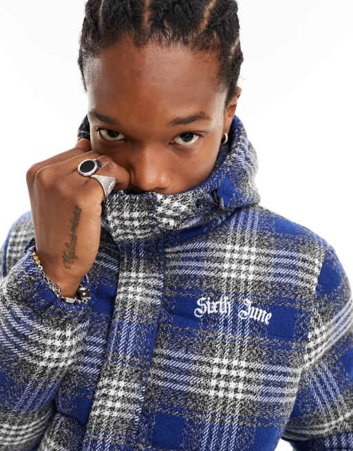 Checked hooded jacket sale