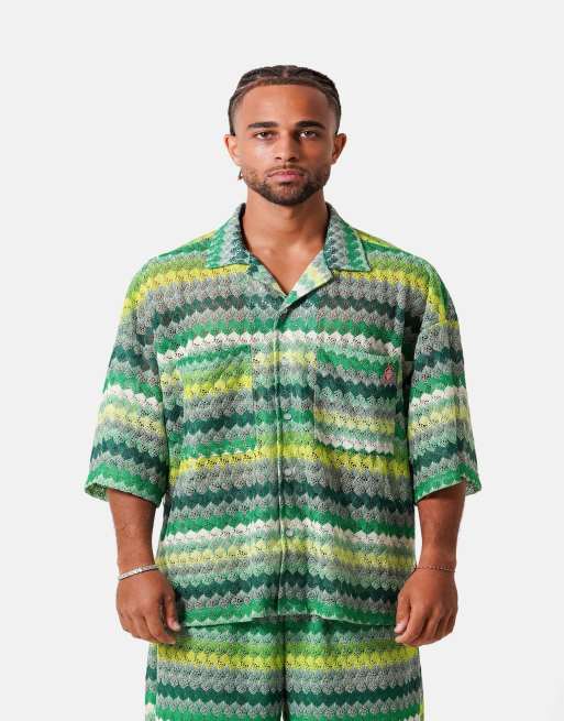 Sixth June - Chemise au crochet colorée à manches courtes - Vert