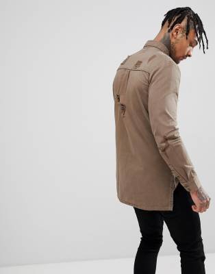 Sixth Effet JuneChemise À Vieilli Kaki Moulante 4L3Aj5R