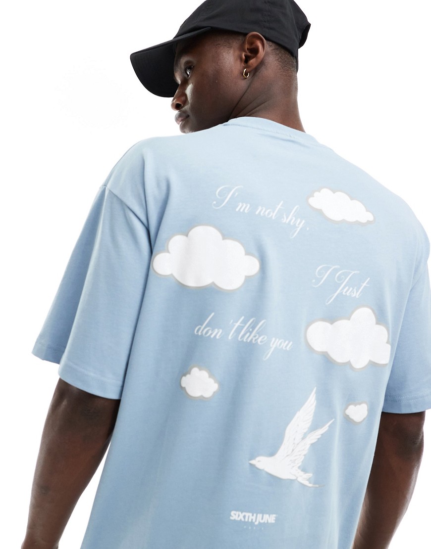 Sixth June cloud 9 loose fit t-shirt in blue