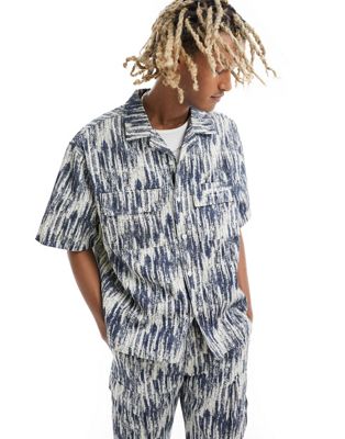 Sixth June co-ord acid wash shirt in navy