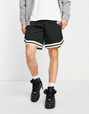 Sixth June co-ord basketball shorts in black mesh with gothic print