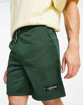 Sixth June co-ord basketball shorts in green mesh