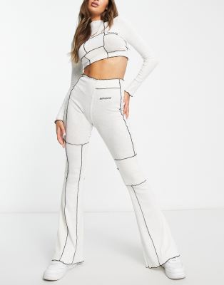 Sixth June Sixth June co-ord constract stitch straight leg trousers in white
