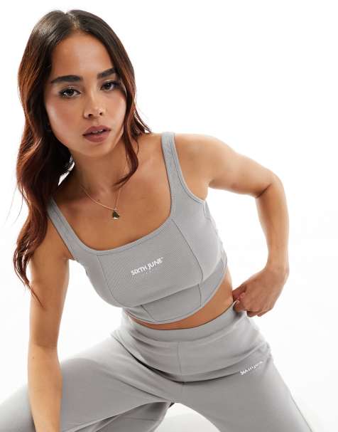 Sixth June co-ord crop top in grey - view 1