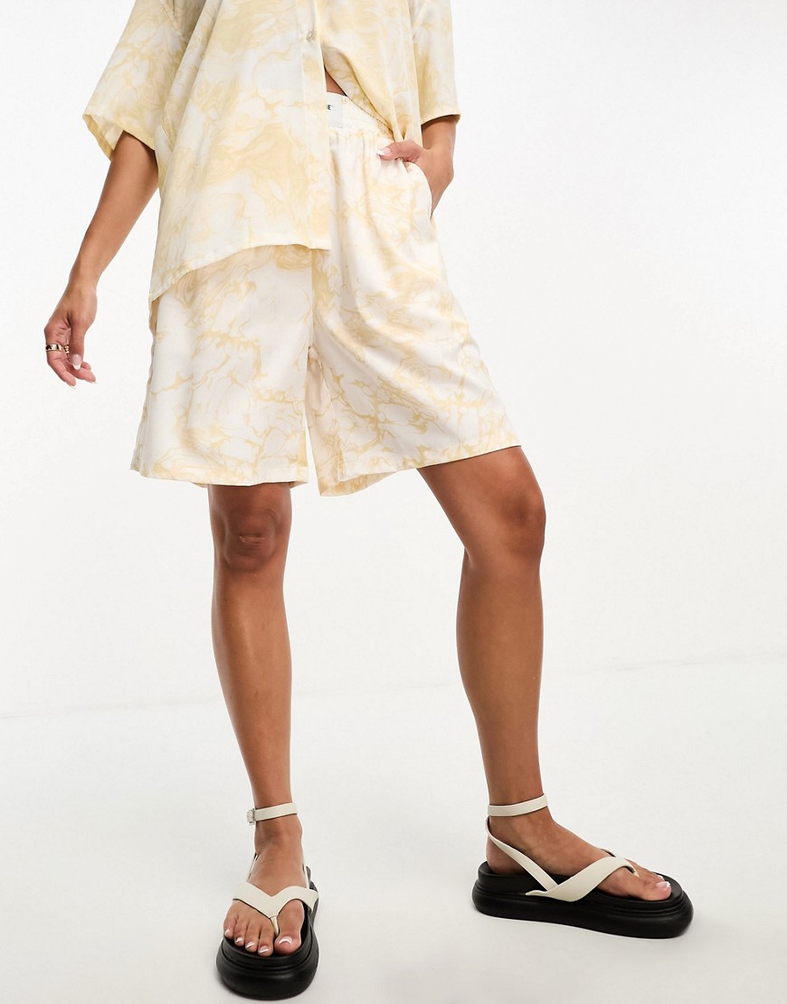 Sixth June co-ord marble printed shorts in yellow