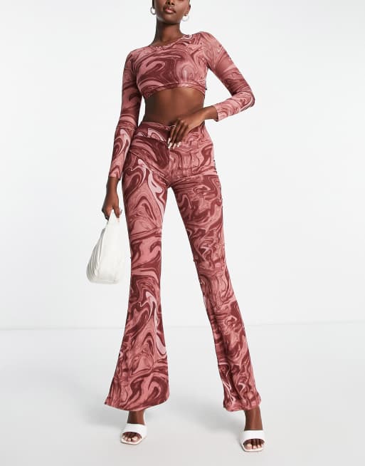 Pink mesh hot sale flare pants