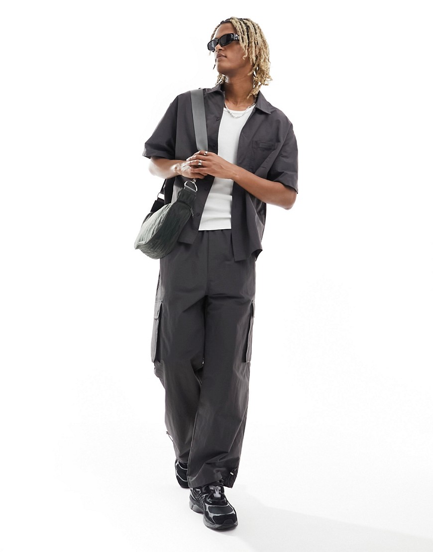 Sixth June co-ord nylon cargo trousers in grey