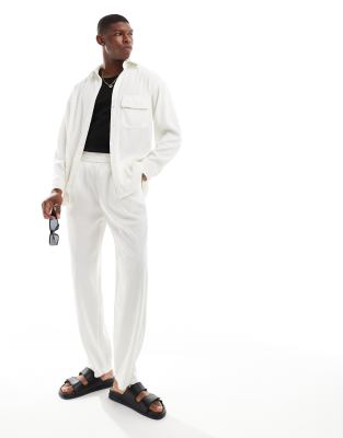 Sixth June Sixth June co-ord oversized textured straight leg trousers in white