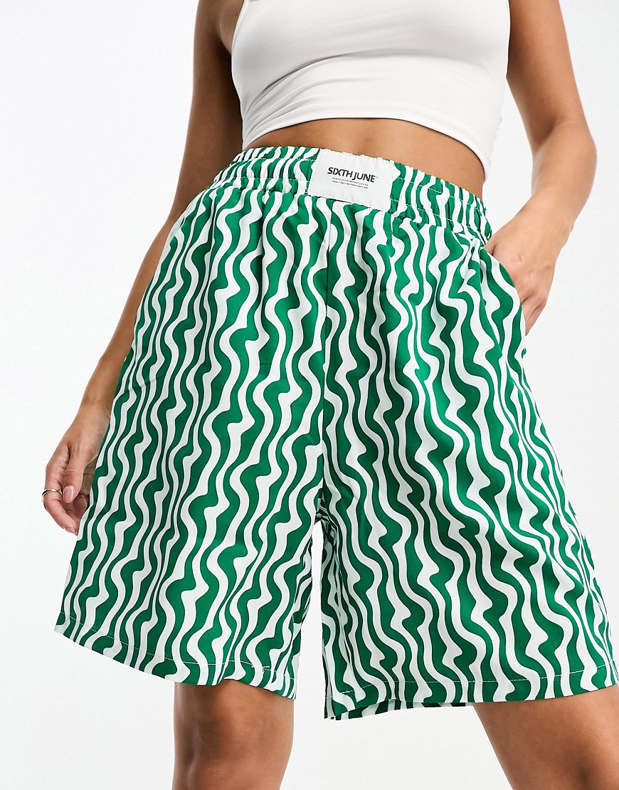 Sixth June co-ord printed shorts in green