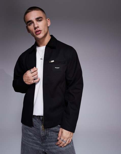 Sixth June contrast collar trucker jacket in black - view 1