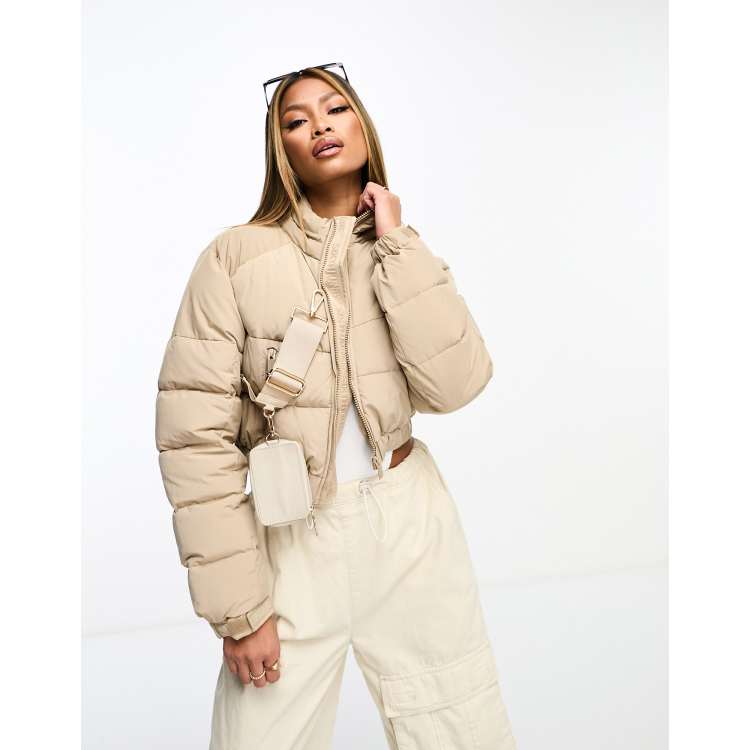 Womens beige puffer clearance coat