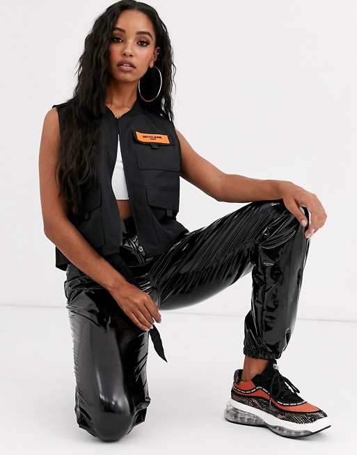 Sixth June cropped utility vest with front logo