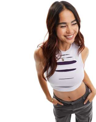 Sixth June Cut Out Crop Top In Purple