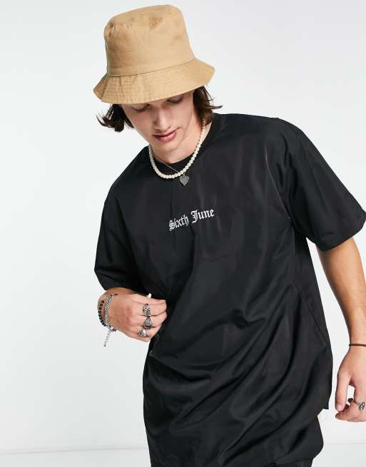 Sixth June – Czarny T-shirt oversize z łączonych materiałów, 2 z 4
