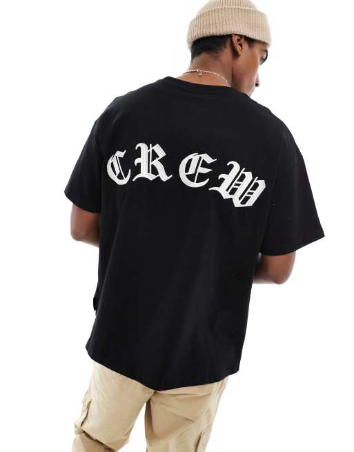 Sixth June – Czarny T-shirt oversize z okrągłym dekoltem i haftowanym wzorem