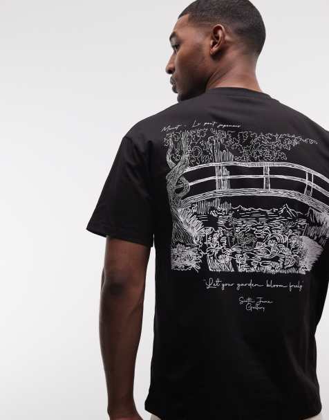 Sixth June – Czarny T-shirt z motywem obrazu Moneta - view 1