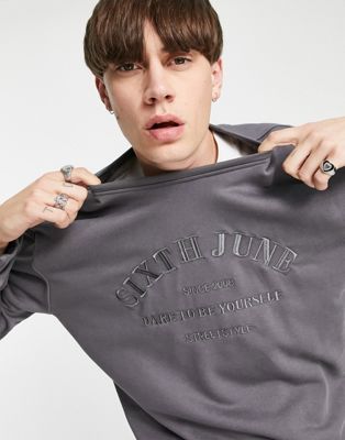Sixth June dare embroidered sweatshirt in grey