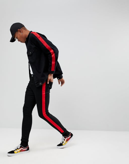 Black tracksuit store red stripe