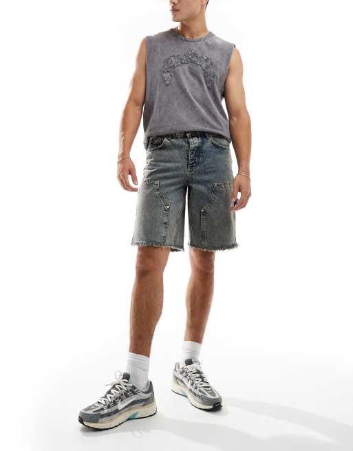 Sixth June - Denim werkshort in middenblauw