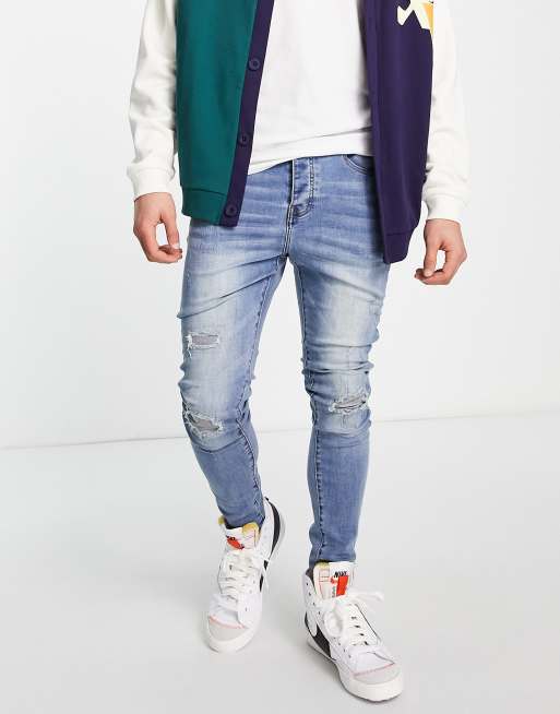 Sixth June denim with reflective holes in blue 