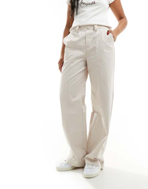 Sixth June – Elegante Hose in Creme mit niedrigem Bund