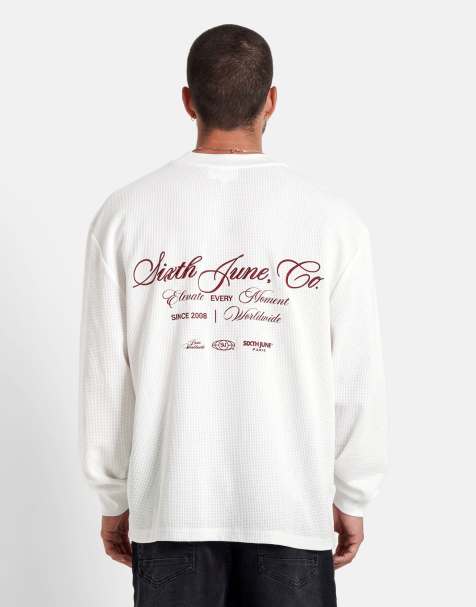 Sixth June - Elevate - T-shirt met wafelstructuur en lange mouwen in wit - view 1