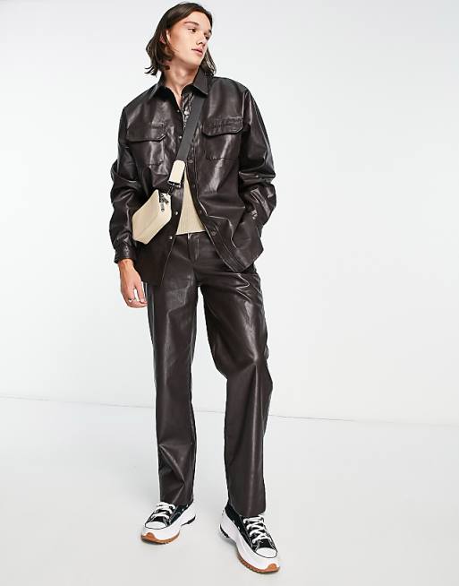 Sixth June faux leather pants in brown | ASOS Sixth June faux leather pants in brown | ASOS