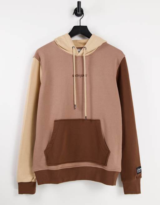 Sixth June - Felpa con cappuccio colorblock marrone