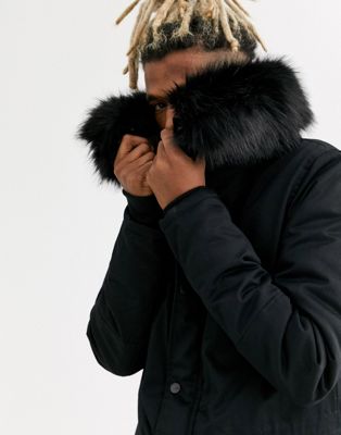 parka with faux fur hood