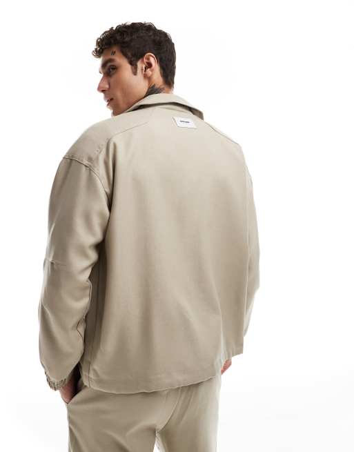 Sixth June front pocket logo detail jacket in beige - part