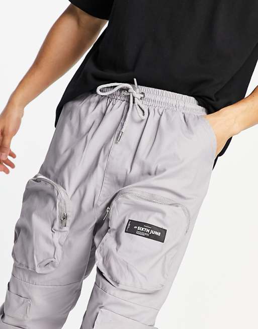 Sixth June front zip pocket cargo pants in gray | ASOS Sixth June front zip pocket cargo pants in gray | ASOS