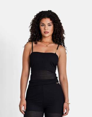 Sixth June - Gehäkeltes, ärmelloses Sommeroberteil in Schwarz