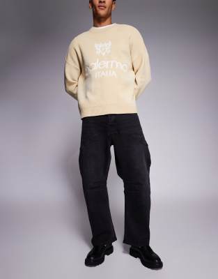 Gerade geschnittene Denim-Jeans in verwaschenem Schwarz Schwarz W30