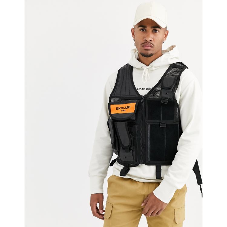 Sixth June Gilet fonctionnel r fl chissant avec empi cements en maille Noir