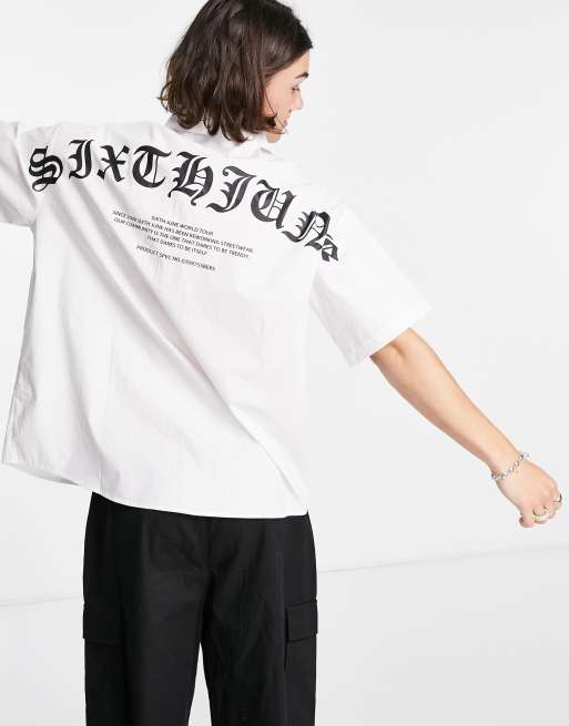 Sixth June gothic backprint shirt in white | ASOS