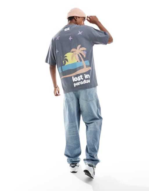 Sixth June - Grå løstsiddende T-shirt med Lost in Paradise-print