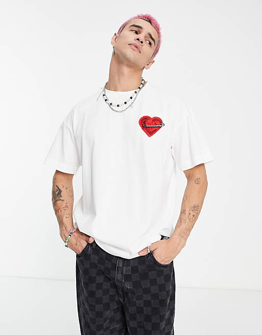 T-Shirts & Vests Sixth June heart pin oversized t-shirt in white 